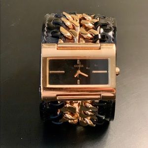 Black Patent Leather Gold Bracelet Guess Watch